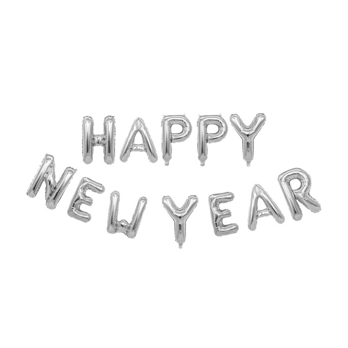 Folieballong ´Happy New Year` sølv